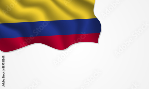 Colombia flag waving illustration with copy space on isolated background
