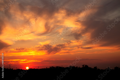 Colorful summer sunset in the clouds. beautiful summer sunset