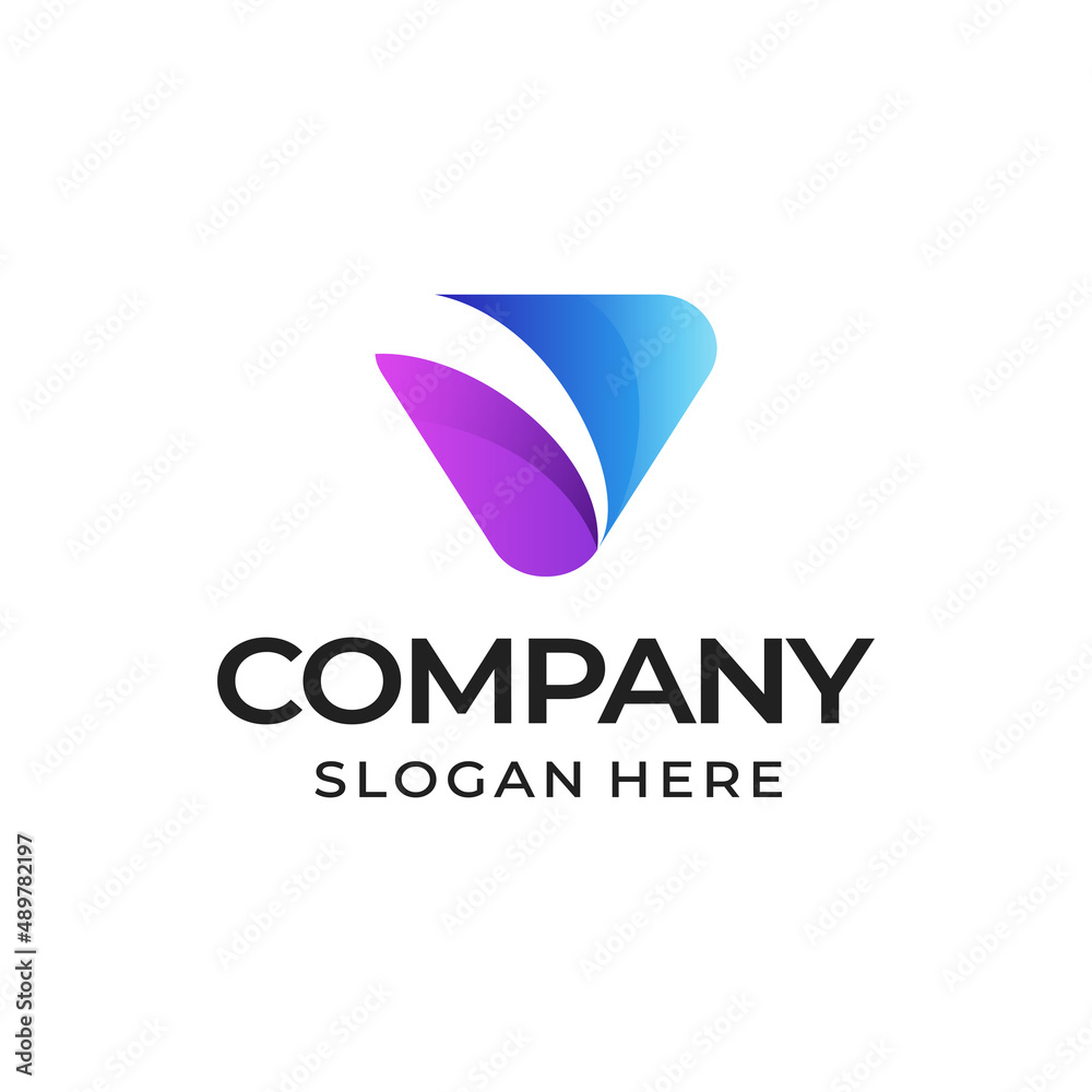 Minimal v logo gradient template design Minimal v logo gradient template design