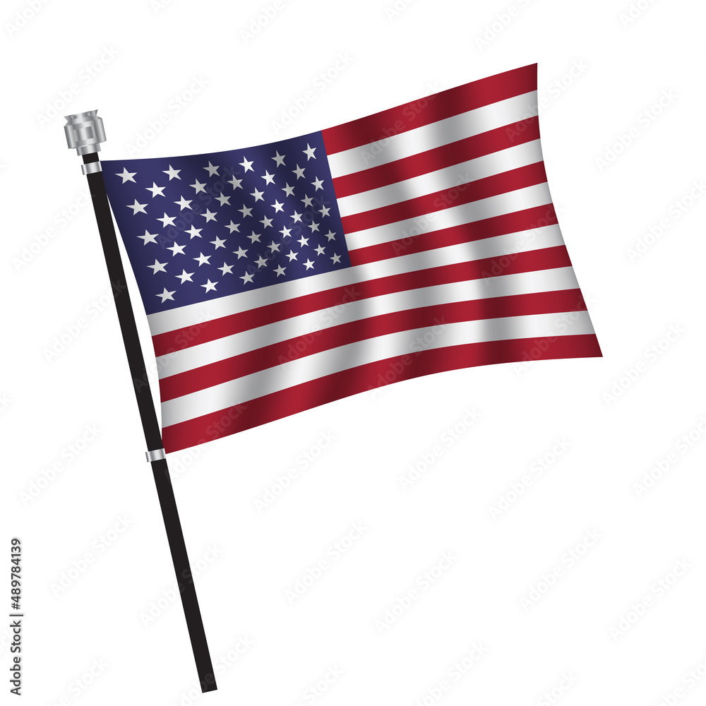 Fototapeta premium American flag , flag of American waving on flag pole, vector illustration EPS 10.