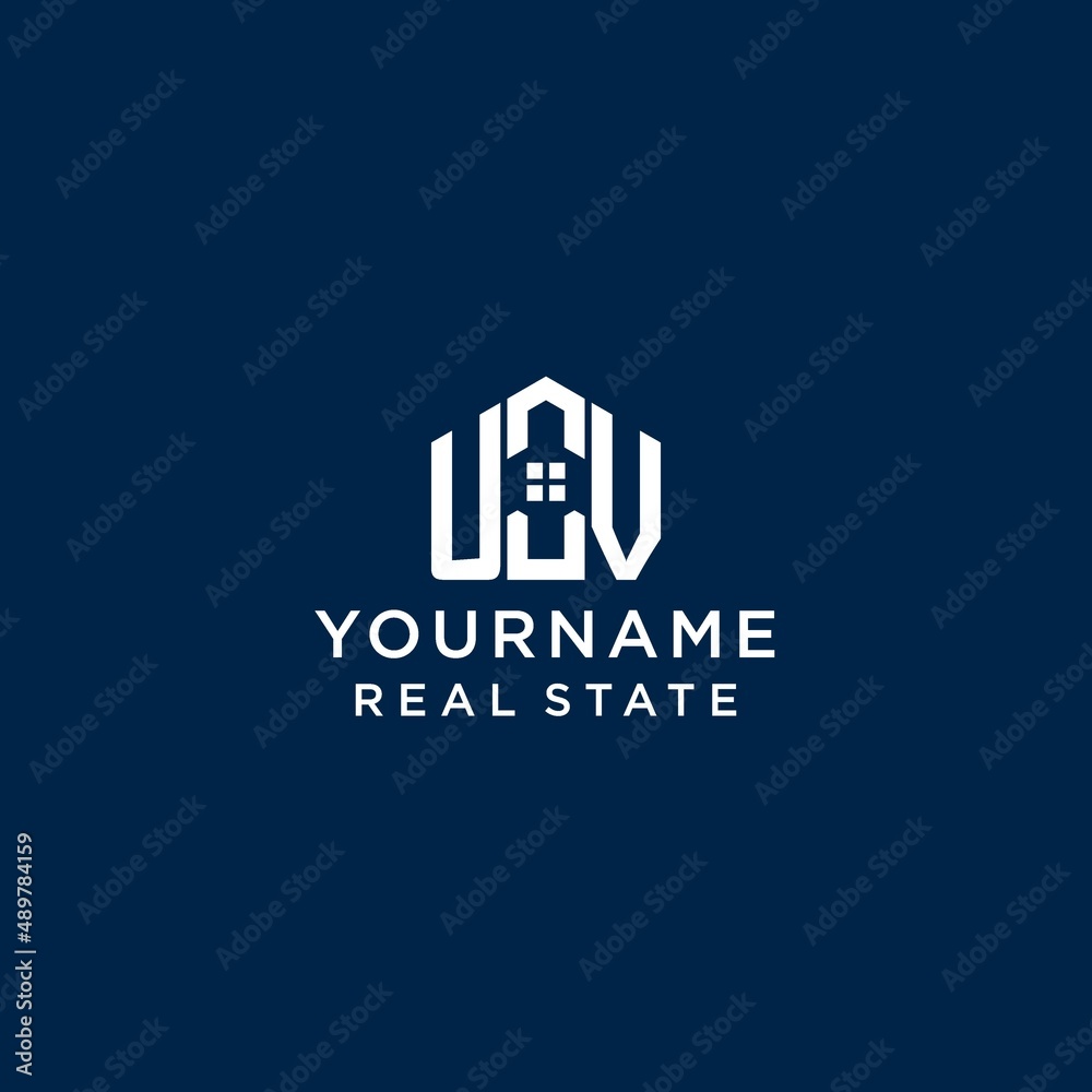 Initial letter UV monogram logo with abstract house shape, simple and ...