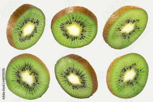 Sliced kiwi isolated on white background