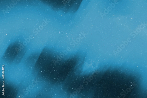 abstract light blue polar watercolor futuristic blur stardust star pattern on dark blue.