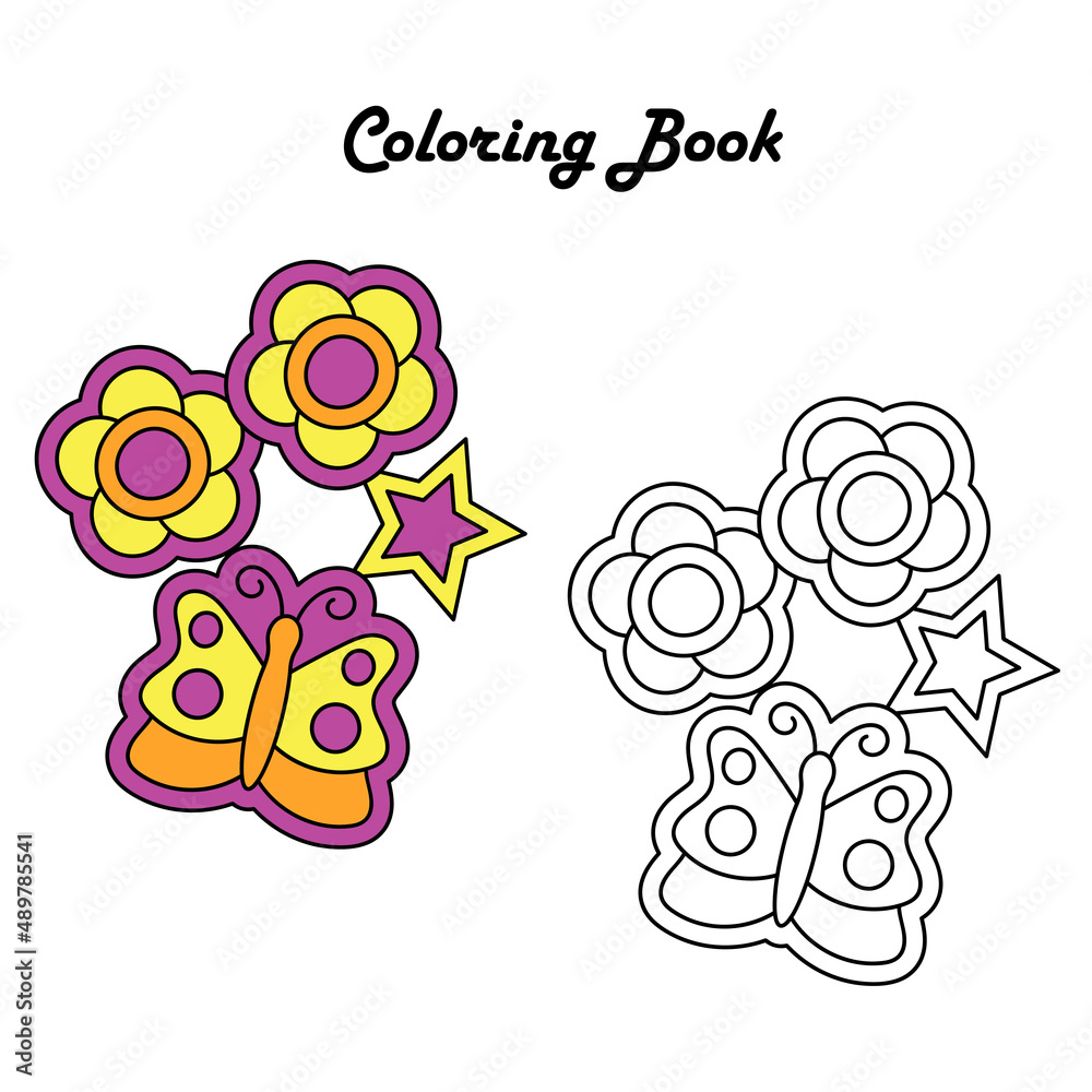 Simple coloring book for kids. Education game. Vector illustration