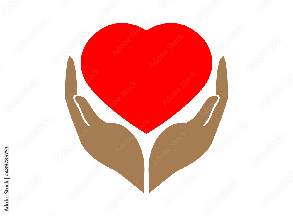 heart and hand logo giving love vector image heart and hand logo giving love vector image
