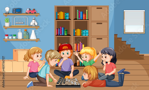 Children playing games in the room