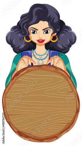 Isolated wooden banner with gypsy