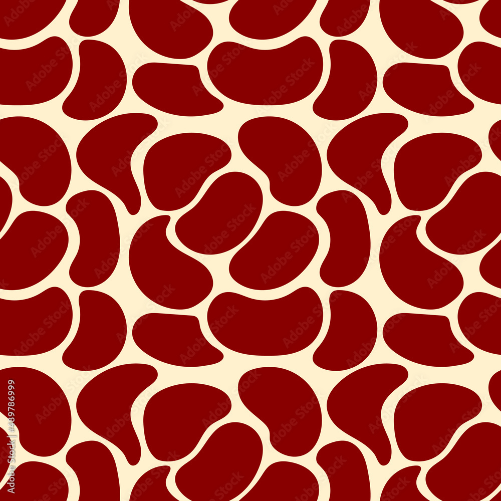 Fototapeta premium Abstract seamless pattern in animal style, hand-drawn red doodle spots. Simple flat vector illustration