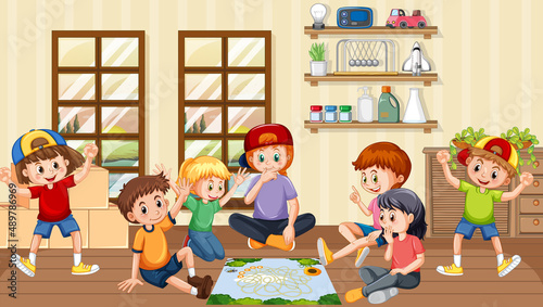 Children playing games in the room