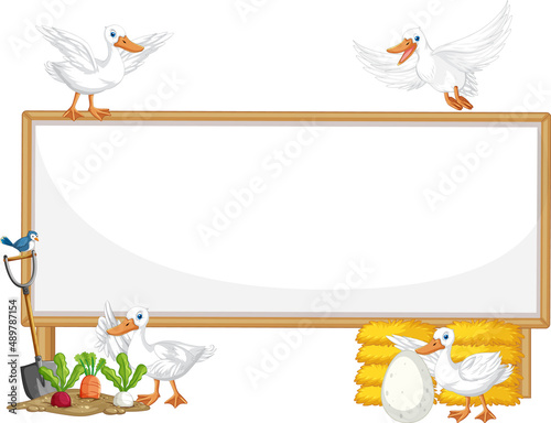 Many Duck with wooden sign banner
