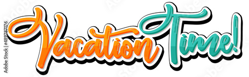 Vacation time text icon on white background