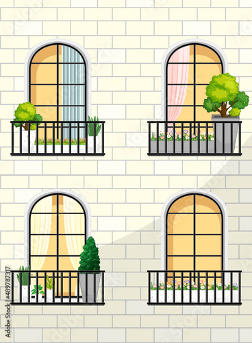 Apartment building balcony facade