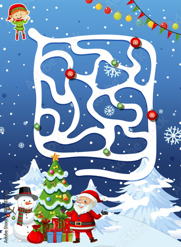 Maze game template with Christmas theme