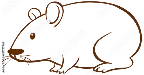 Guinea pig in doodle simple style on white background