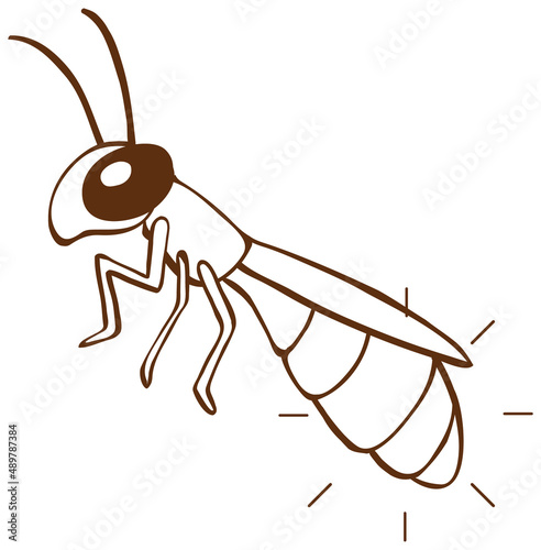 Insect in doodle simple style on white background