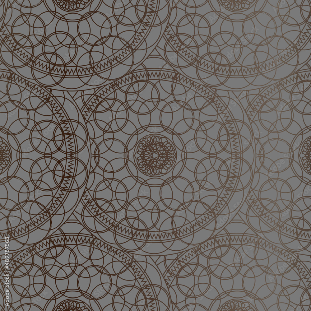 abstract gray mandala luxury ornamental art painting ancient geometric pattern on gray.