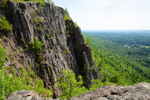 Sheer basalt cliff on Mount Tom in Holyoke, Massachusetts. photo
