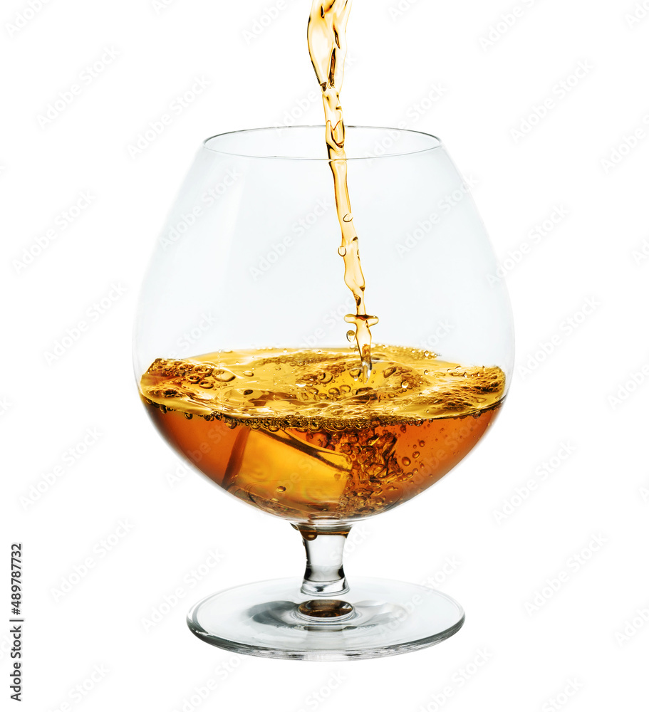 Glass of whiskey with ice isolated on white Glass of whiskey with ice isolated on white