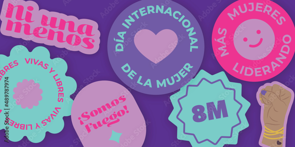 Stickers con frases del Día de la Mujer (8m) - obrazy, fototapety, plakaty 