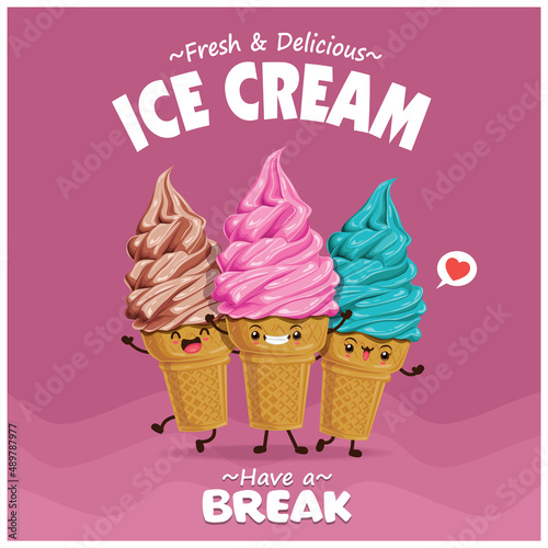 Vintage ice cream poster design