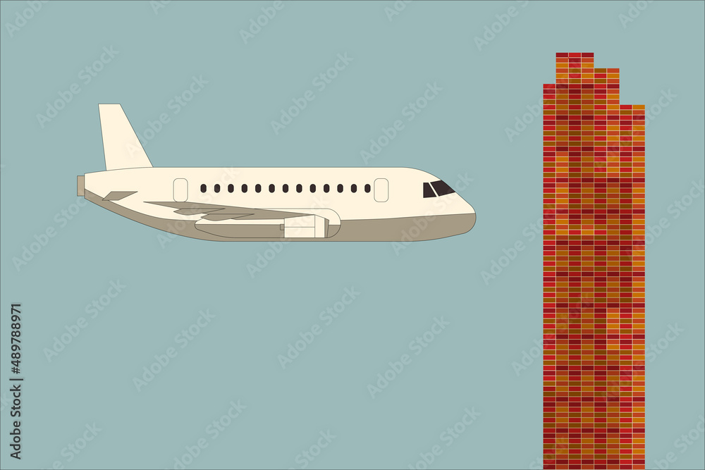 The plane is in the air, the plane is forbidden to fly, the wall in ...