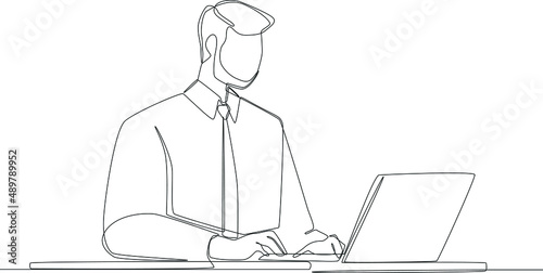 The day-to-day work of the accountant is to input and calculate the finances of a work process. Simple line drawing of accountant. Basic accountant. Vector illustration.