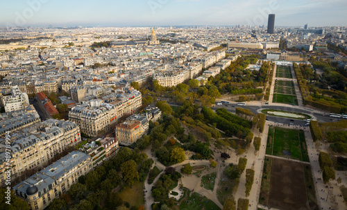 Panoramic view of Paris cityscape in autumn day, France