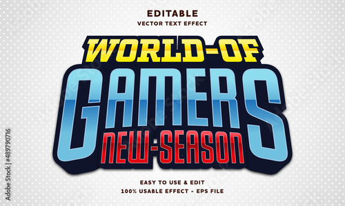  world of gamers editable text effect with modern and simple style photo