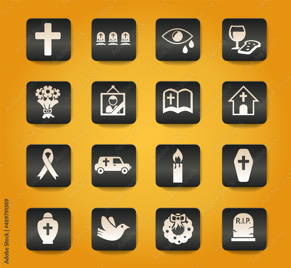 funeral services icon set funeral services icon set