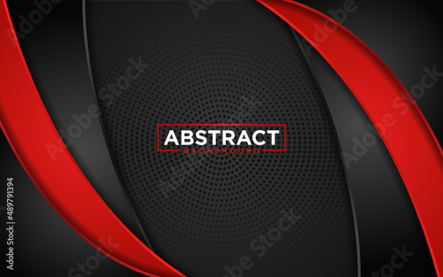 Abstract modern dark gradient texture background combined with futuristic red lines