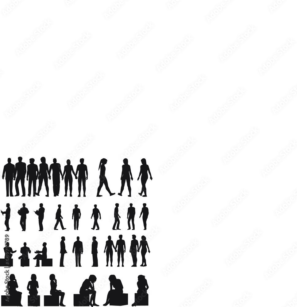 People silhouette large set People silhouette large set