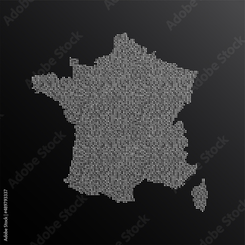 Vector map France from silver sequins or glitters