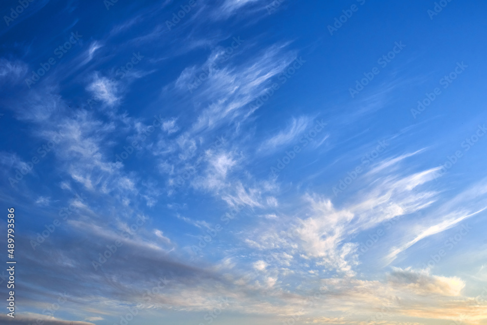 White cumulus clouds in blue sky, beautiful cloudscape background