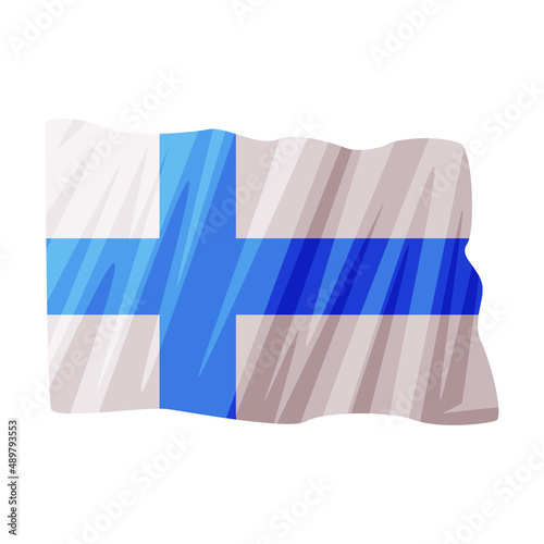 Finland Flag with Blue Cross on White Fabric Vector Illustration