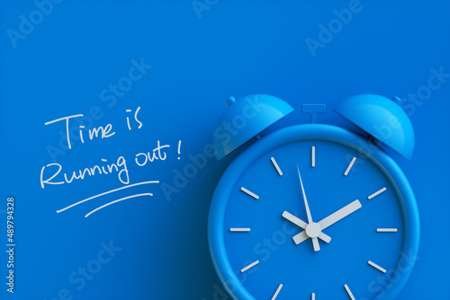 Time is Running Out Concept with alarm clock aside. 3d rendering.