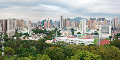 Panorama of Yuen Long District, Hong Kong city © leeyiutung