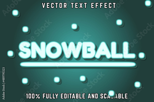 Editable text effect snowball with modern style