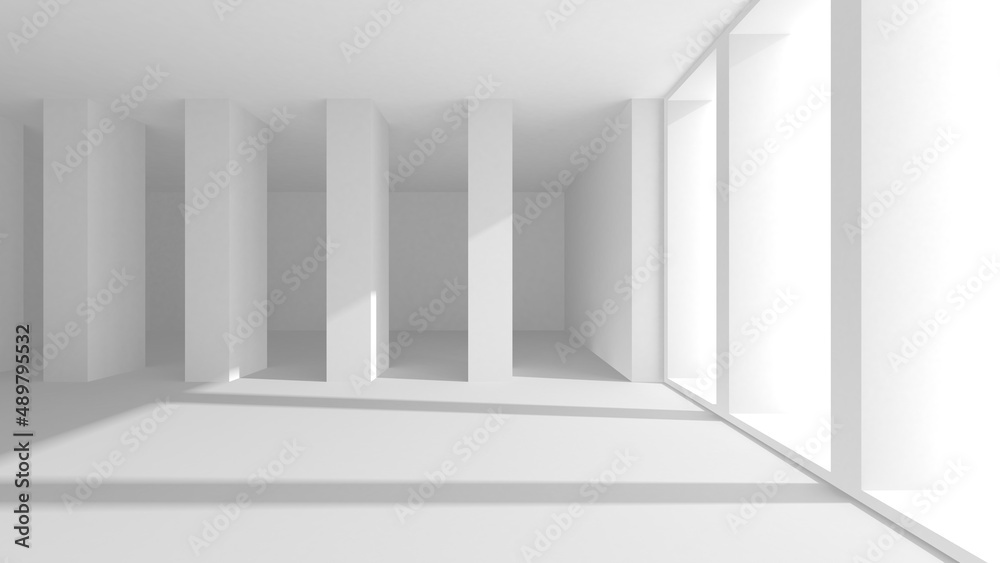 Obraz premium Illuminated corridor interior design. Empty Room Interior Background