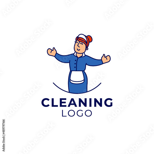 logo template for cleaning company, girl, business