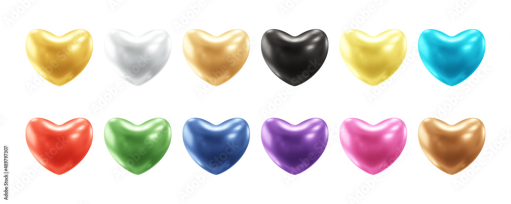 Realistic heart collection 3d vector illustration