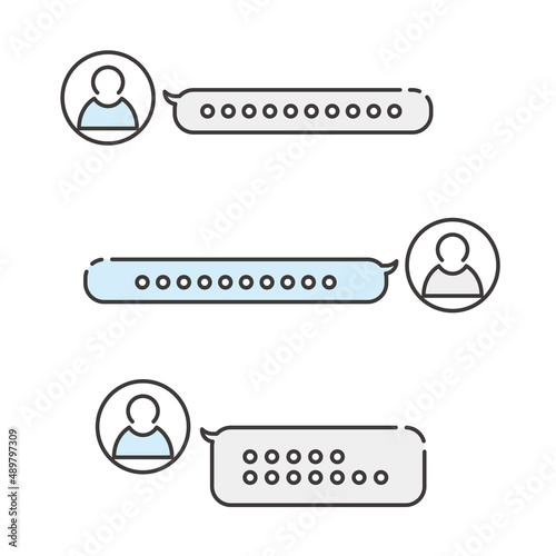 人物と吹き出しのアウトラインのあるシンプルなトークアイコン