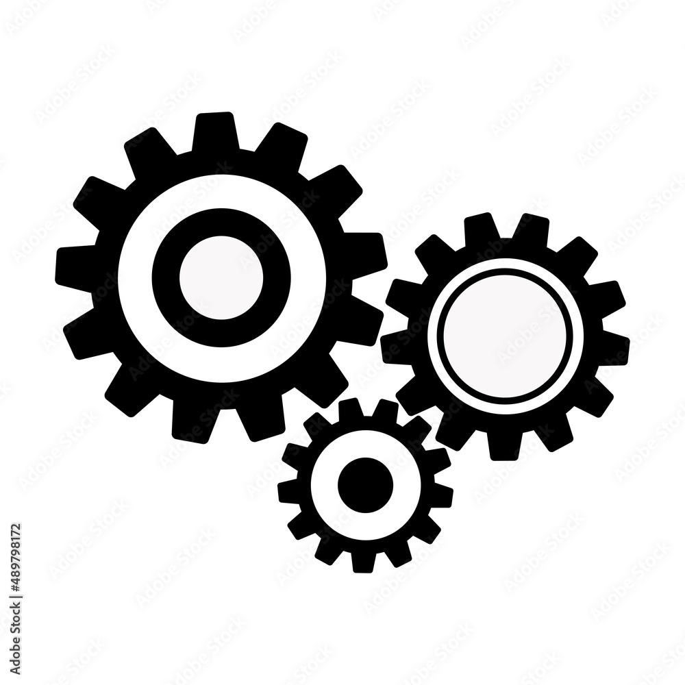 Settings icon with additional gears icon, vector illustration. Settings icon with additional gears icon, vector illustration.