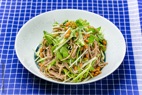 家庭料理　納豆と白子の和え蕎麦　和食　日本 photo