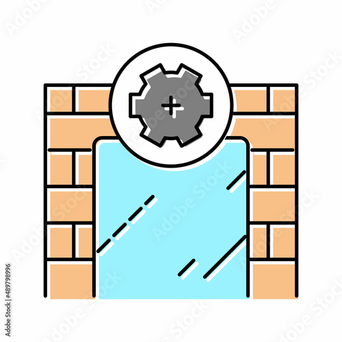 on wall installation mirror color icon vector illustration