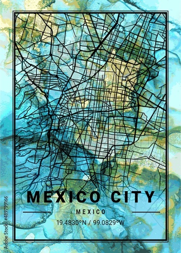 Mexico City Flowercup Marble Map photo