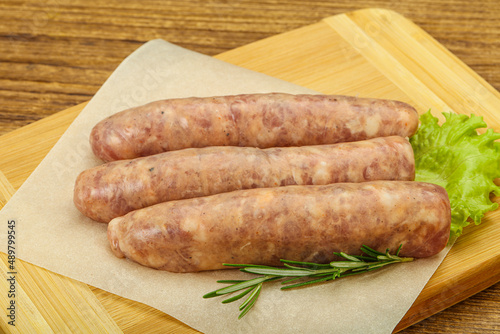 Raw pork meat sausages for grill