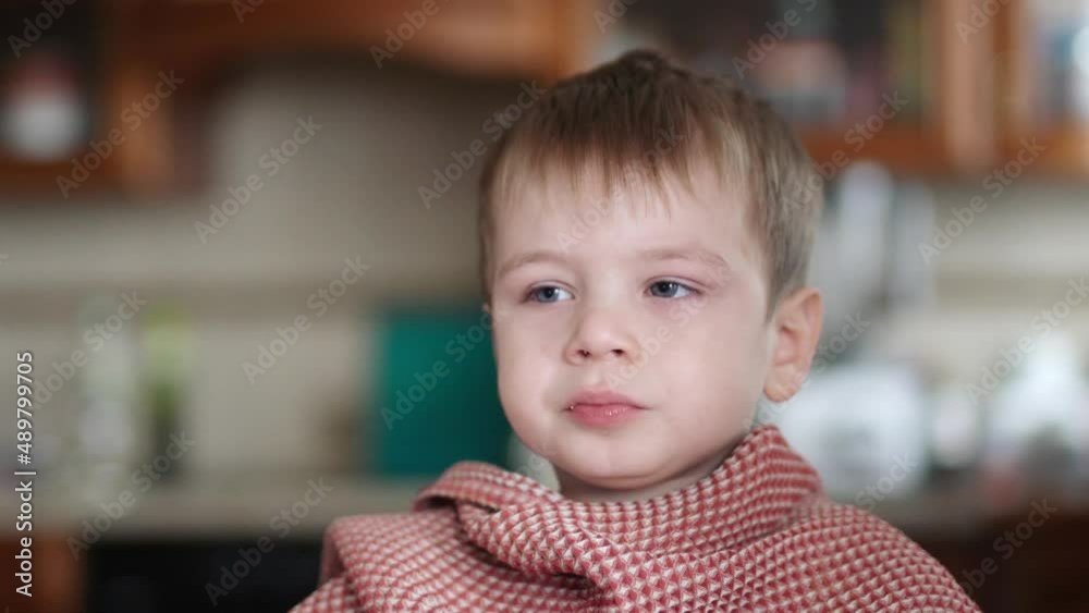 Boy with snot, coughs and sneezes Boy with snot, coughs and sneezes