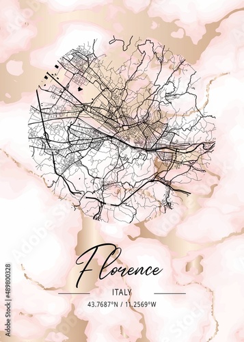 Canvas Print Florence Forsythia Marble Map