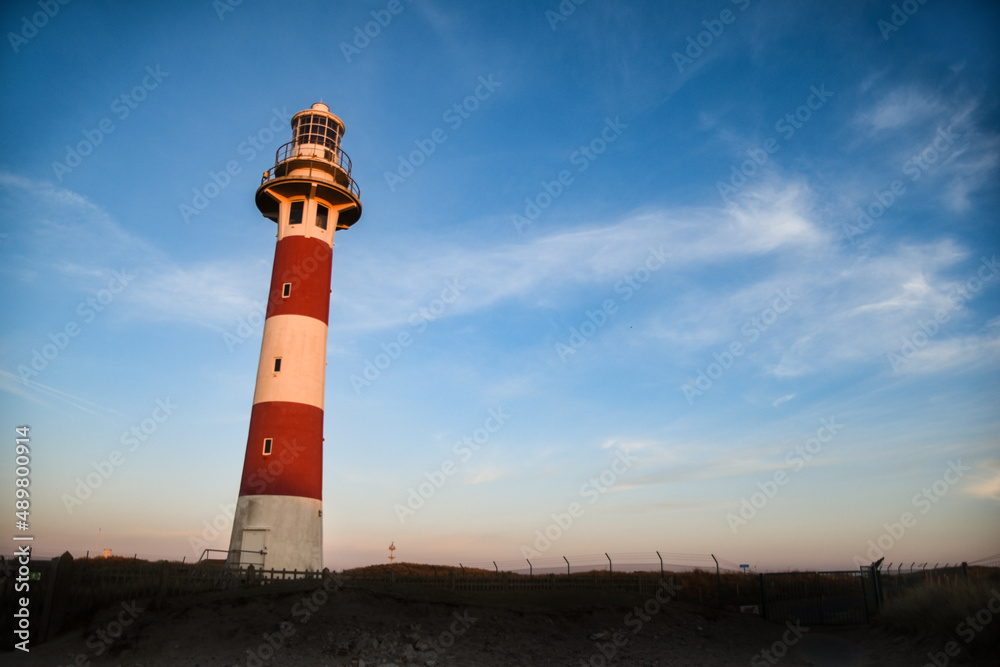 Lighthouse at the Yser estuary, Nieuwpoort, Belgium. Built in 1949, replacing the medieval 