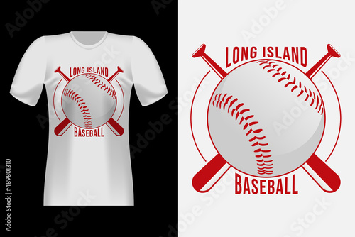 Long Island Baseball Typography Style Vintage Retro T-Shirt Design